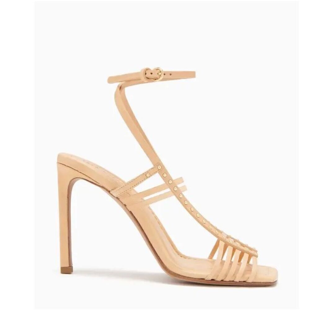 ULLA JOHNSON Chantal Studded Cage High Heel Sandals in Natural NWB Size 38/8